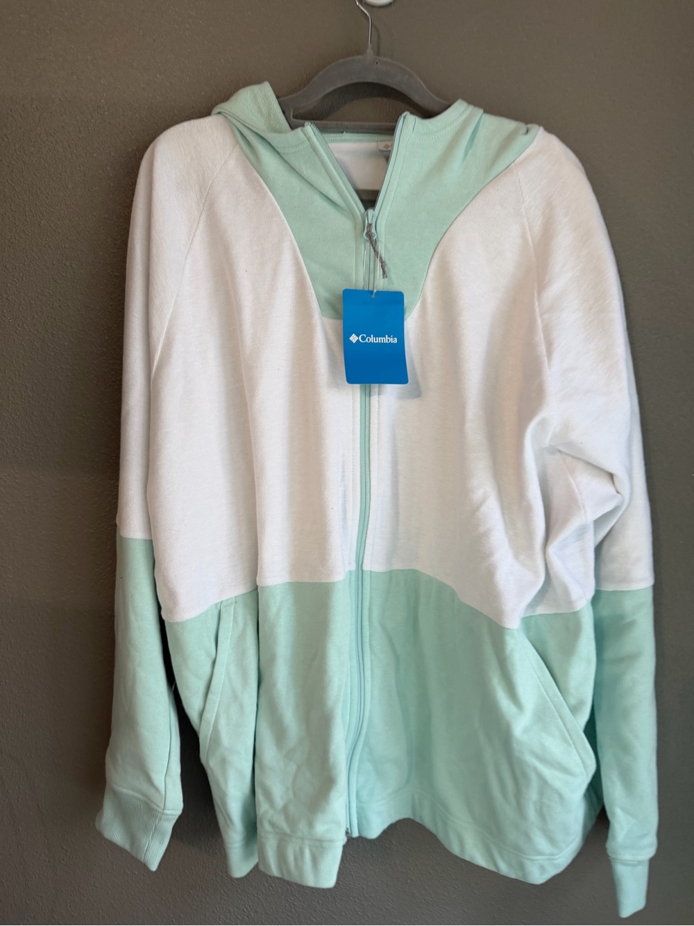 Columbia Womens Mint & White Full-Zip Hoodie Jacket